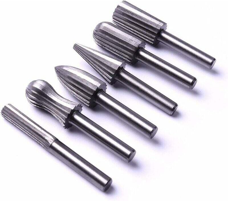 6 Pièces Fraises Rotatives 6mm 1 4 Pouce Pour Meulage Métal Plastique Bois Pierre