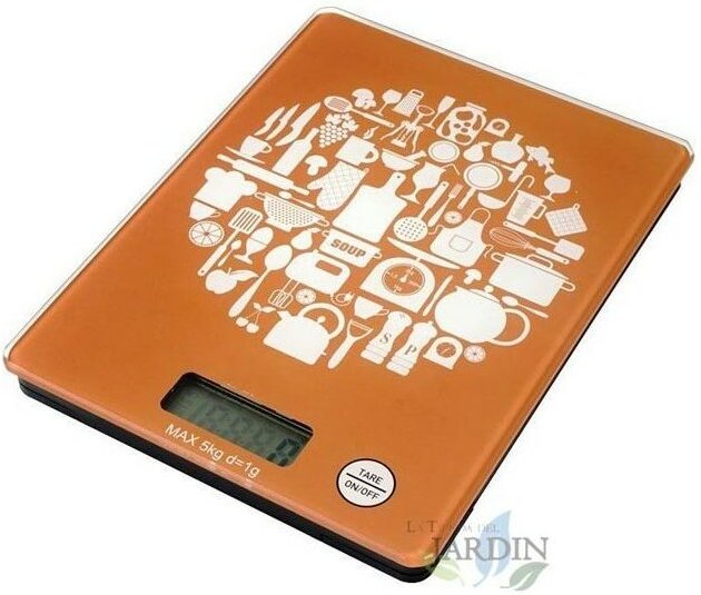 Suinga - LED-Küchenwaage 5 Kg orange, Teilung 1 gr. 15,2 x 20 cm