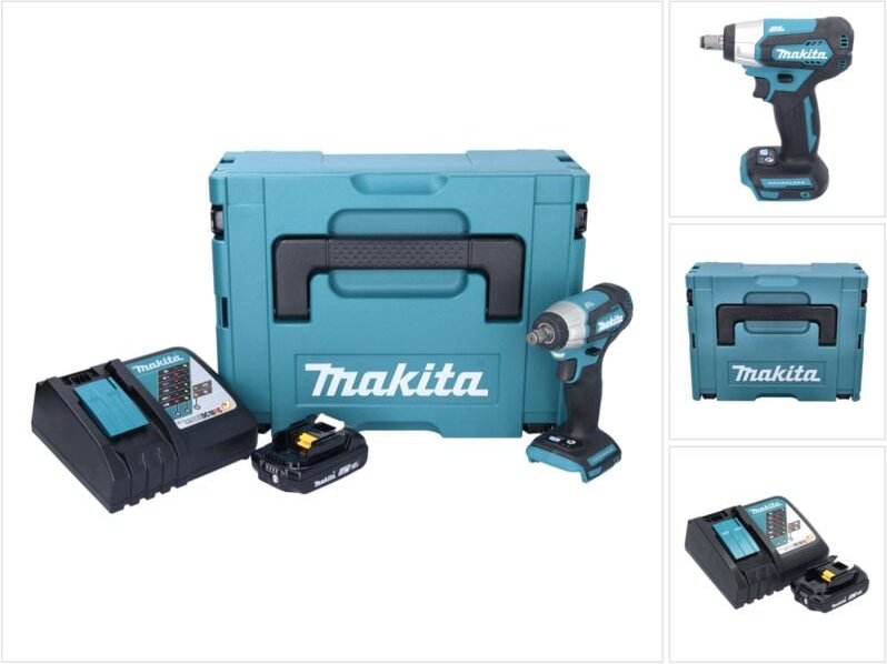 Makita DTW 181 RA1J Akku Schlagschrauber 18 V 210 Nm 1/2" Brushless + 1x Akku 2,0 Ah + Ladegerät + Makpac
