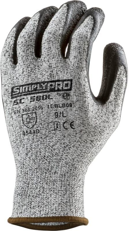 Satz von schwarzen Latex-Handschuhen mit verstärkter Handfläche, SIMPLY PRO SC580L, Größe 8 – 10 Paar