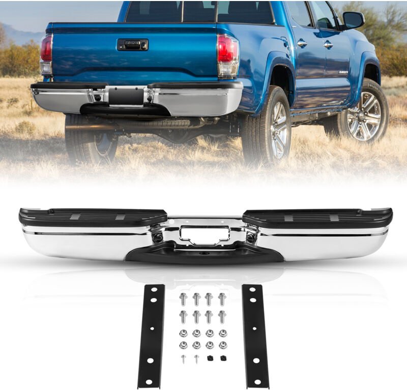 Heckstoßstange, Kompatibel mit 1999-2007-Ford F250/Ford F350 Super Duty, Chromstahl-Heckstoßstange, Montage-Ersatz-Hecks...