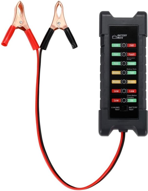 CCYKXA 1 Stück 12 V 24 V Autobatterietester, Kfz-Lichtmaschinentester, Batterieprüfer, Analysator zur Überprüfung der Li...
