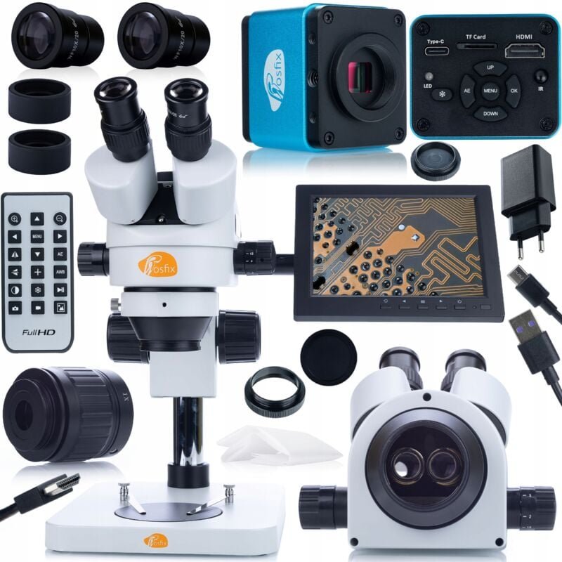 Rosfix Mercury Pro MSMP-T-PS1 Mikroskopset + Aquarius PRO KMAP-HDMI-USBC 8 Kamera Plantes PRO Serie + 196mm Displayhalte...