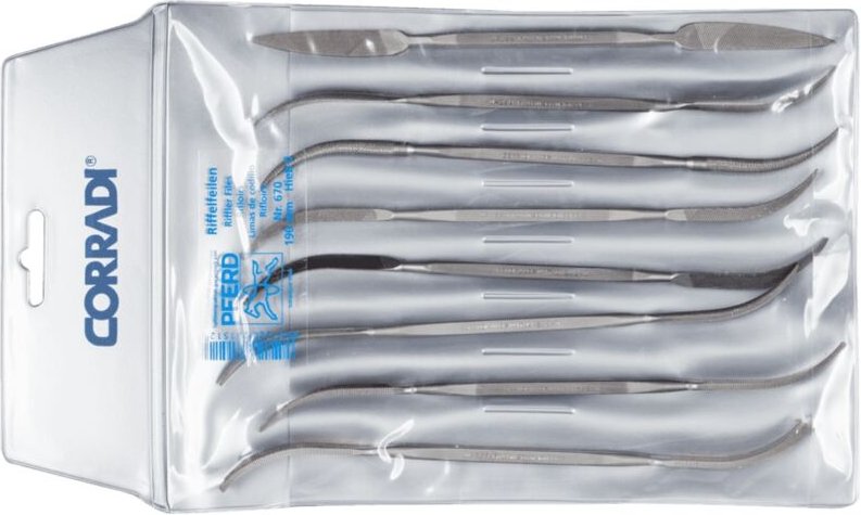 Präzisions-Riffelfeilen-Set Typ 670 190mm Schweizer Hieb 0, grob - Pferd