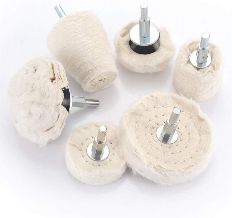 6-teiliges Polierpad-Set, Polierscheiben-Set, konischer/zylindrischer/pilzförmiger/T-förmiger Schleifscheibenkopf mit 1/...