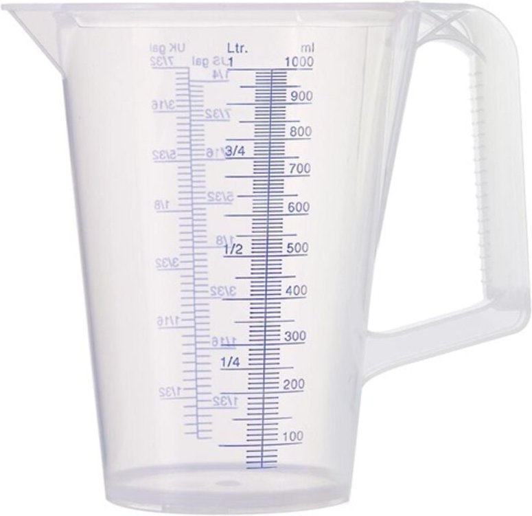 Messbecher 1 l blau bedruckte Skala Polypropylen