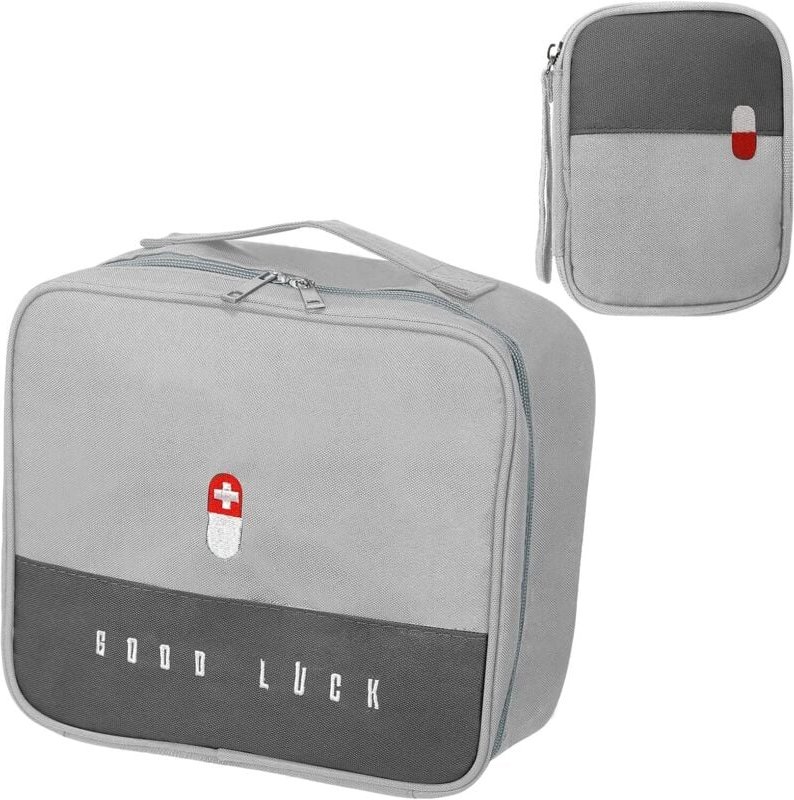 Großes Fassungsvermögen, leer und wasserdicht, tragbarer Erste-Hilfe-Kasten für Zuhause, Büro oder Reisen, 2er-Set (grau...