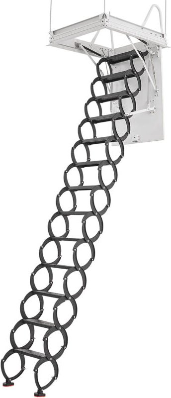 Mophorn - Ausziehbare Dachbodenleiter aus legiertem Stahl, Tragfähigkeit 299,4 kg, geeignet für Deckenhöhen von 3,2-3,35...