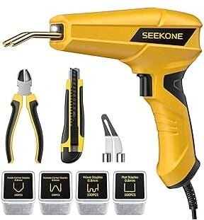 Kunststoff-Schweißgerät 100 W, Auto-Stoßstangen-Reparaturset mit 400 Heftklammern, Zangen, Messer, Kunststoff-Schweißset...