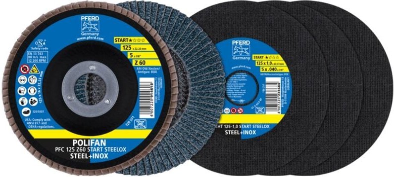 Pferd - Trenn-/Fächerscheiben-Set 125 Start-Linie start steelox eht 1,0/PFC Z60 für Stahl/Edelstahl