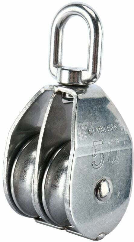 Doppelrollenblock aus Edelstahl 304 mit Drehhaken (M50)