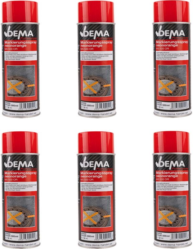 Markierungsspray / Markierfarbe 500 ml 6-er SET neon-orange Markierspray