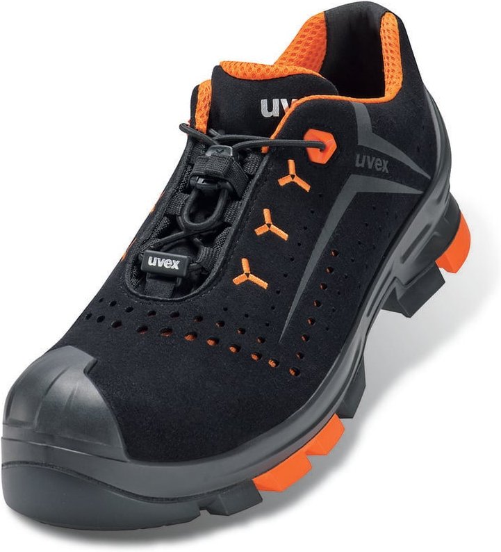 UVEX 2 Sicherheits-Halbschuh gelocht Gr. 48 W11 S1PL ESD SR schwarz/orange 6501.2