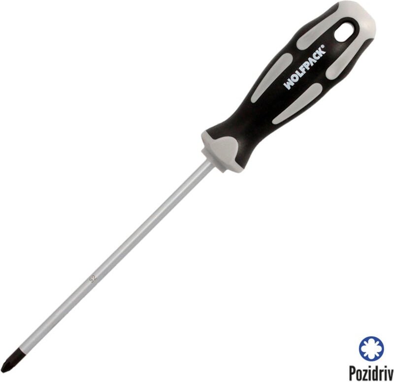 Destornillador Pozidriv Acero S2 Mango tpr Bimaterial. Medida pz 2 x ø 6 x 150 mm. DIN5262.