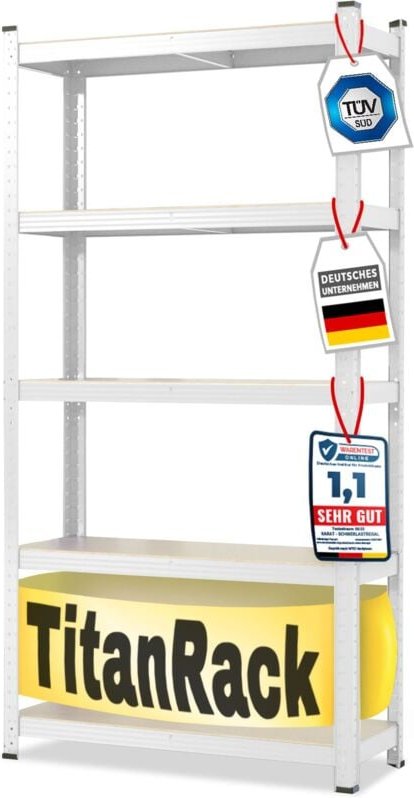 Schwerlastregal Grizzly Weiß Höhe: 220 cm Breite: 90 cm Tiefe: 45 cm