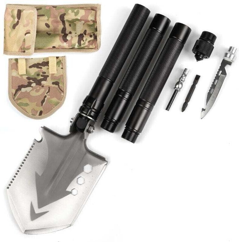 Überlebensschaufel, 12-fach faltbare Schaufel, 82 cm multifunktionale Militär-Überlebensschaufel für Camping, Survival, ...