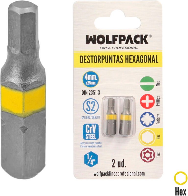 4,0 mm Sechskant-Bit-Entferner. (2 Stück) S2 Chrom-Vanadium-Stahl