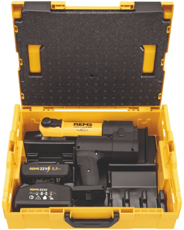 E 22V acc Basic-Pack Akku Radialpresse 22 v 32 kN ( 576017 R220 ) + 1x Akku 2,5 Ah + Ladegerät + L-Boxx - Rems