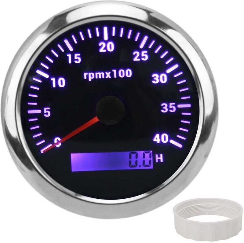 TONYSA 85 mm 4000 U/min Drehzahlmesser IP67 wasserdicht mit 7-farbiger Hintergrundbeleuchtung für Auto, Boot, Wohnmobil,...