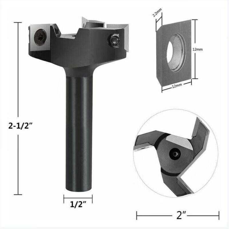 12-mm-Flächenfräser, 60-mm-Schaft, Schnittdurchmesser mit 3 Einsätzen, Holzfräser, Hobel, Flächenfräser