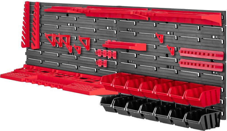 KADAX Werkstattregal, aus Kunststoff, 116x39 cm, Schwarz und Rot, 39 Stück