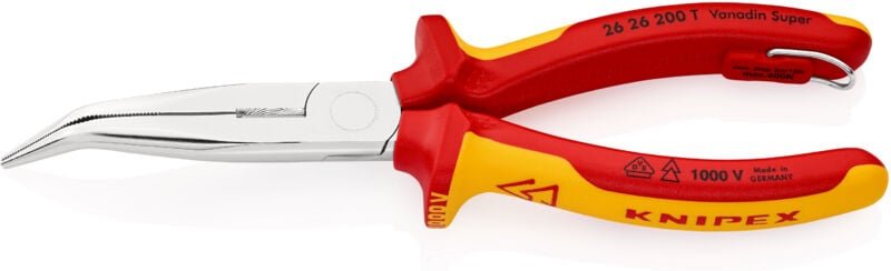 26 26 200 t Flachrundzange 40° gebogen Chrom-Vanadium Stahl 200 mm - Knipex