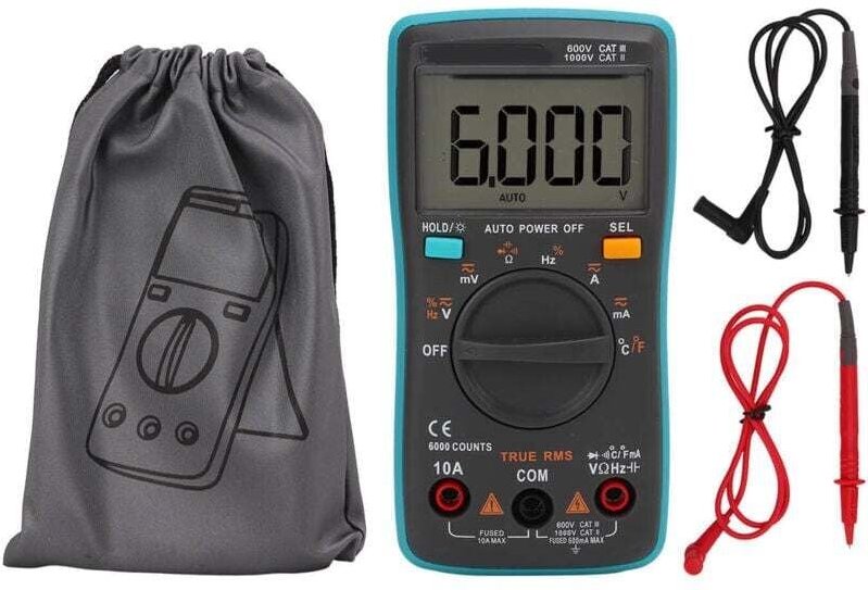 Multimètre Numérique Automatique 6000 Comptes Testeur Tension Courant Portable Électrique