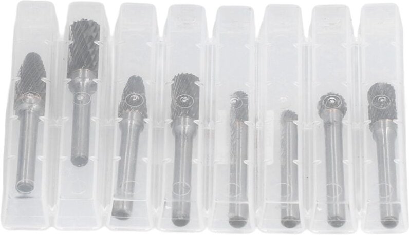 8-teiliges Set aus Wolframkarbid-Fräsern mit 6 mm Durchmesser, Rotationsfeilen für Holz- und Metallbearbeitung.