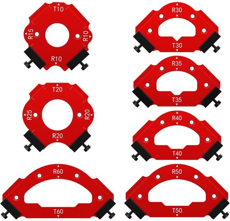 7-teiliger Winkelschneidsatz mit abnehmbarem Clip, Hilfswerkzeug für Bogenschnitte in der Holzbearbeitung R10 R20 R30 R3...