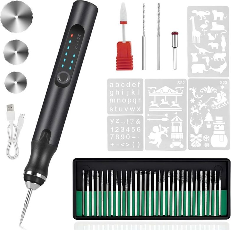 Elektrischer Gravierstift, Kabellose Graviermaschine, Tragbarer DIY-Rotationsgravierer zum Schnitzen Von Schmuck, , Glas...