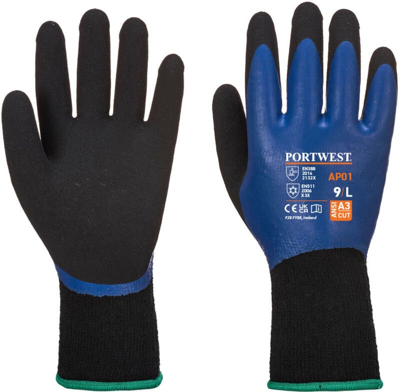 Thermo Pro Handschuhe Blau/Schwarz S - Größe 7