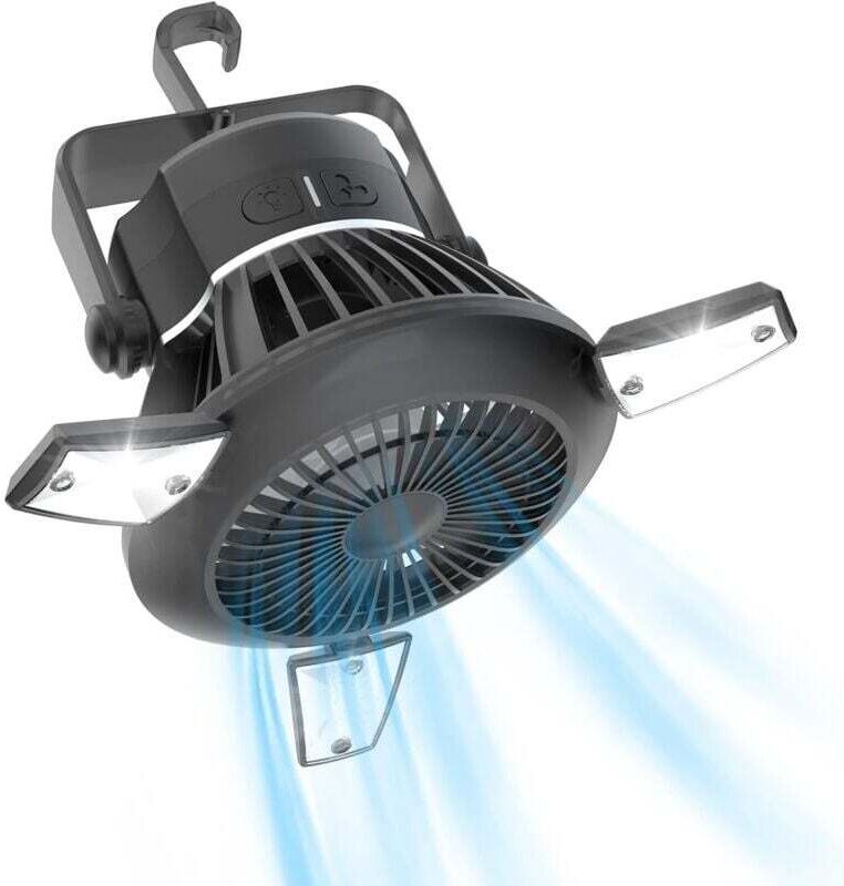 Vtizikl Ventilateur de camping portable et léger , ventilateur de tente rechargeable, ventilateur solaire avec crochet d...
