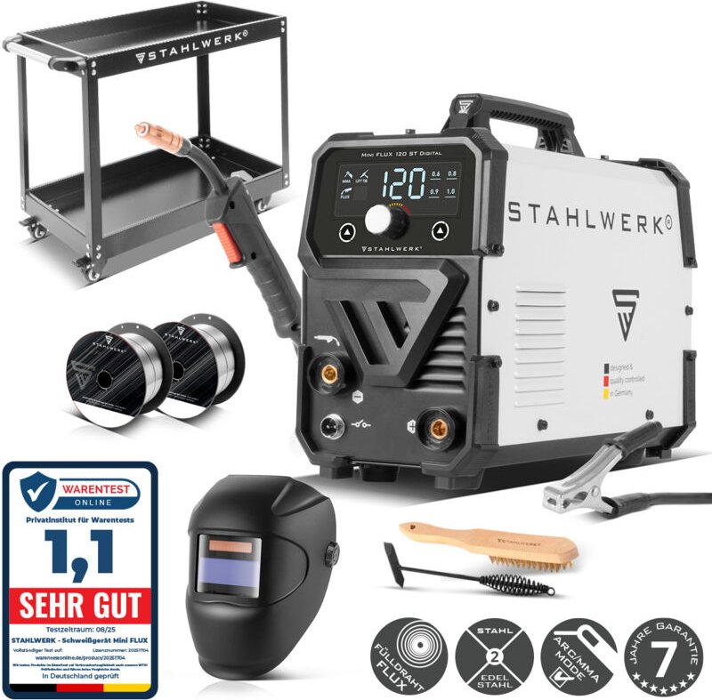STAHLWERK Schweißgerät FLUX 120 ST Vollausstattung Wagen und Helm