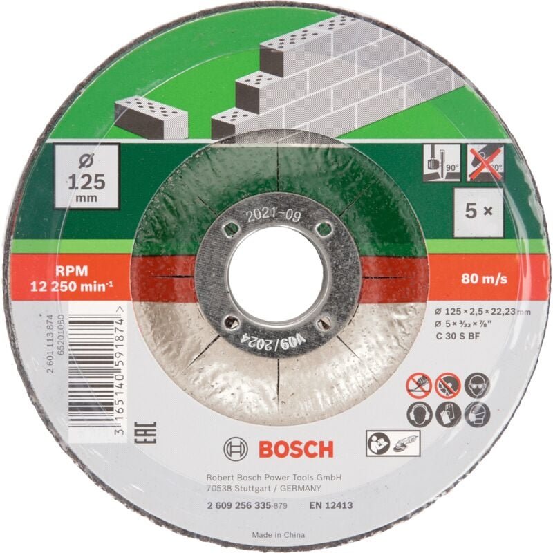 Bosch - Trennscheiben-Set 5-teilig abgewinkelter Stein ø 125 mm 2609256335