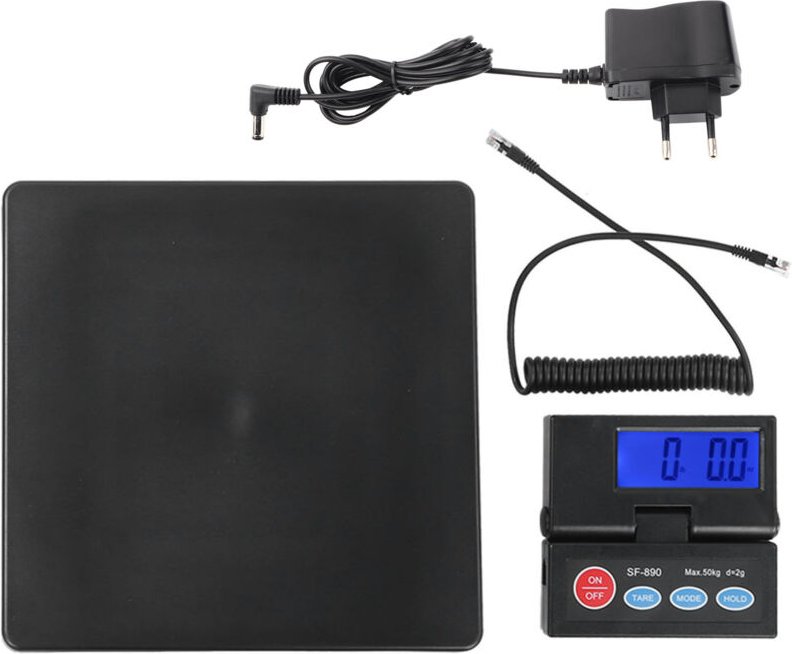 Eosnow 50 kg/2 g Post-Paketwaage, intelligente Versandwaage, tragbares Messwerkzeug mit Netzteil, 100-240 V EU-Stecker