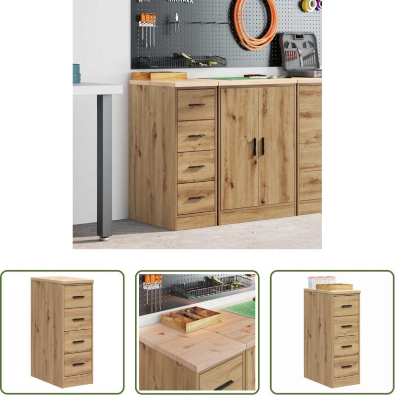 Werkzeugschrank - Garagen-Aufbewahrungsschrank Artisan-Eiche Massivholz Kiefer