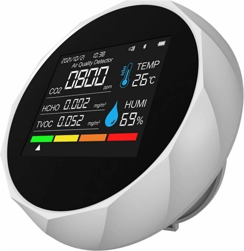 Ahlsen Tragbarer Luftqualitätsdetektor, CO2-Messung, digitale Temperaturmessung, Luftfeuchtigkeitstester, Kohlendioxid-D...