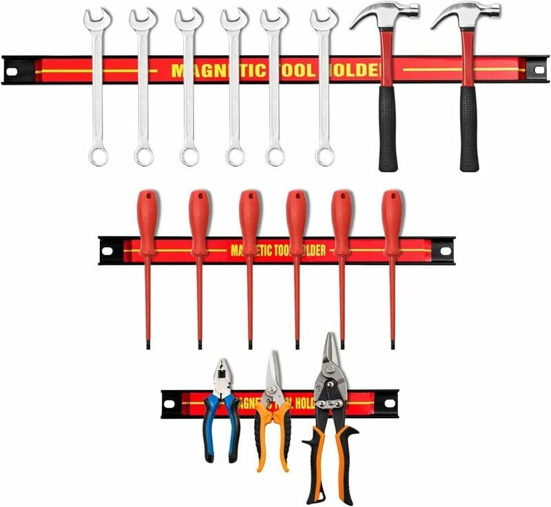 Goplus - 3-teilige Magnetleiste, Magnetisches Werkzeugleiste-Set inkl. 3 Teile in Verschiedenen Groessen, Werkzeughalter...
