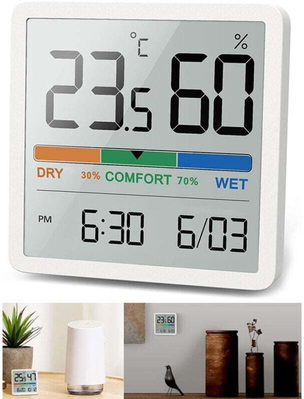 Digitales Thermometer-Hygrometer, digitales Tischthermometer mit Temperatur- und Feuchtigkeitsanzeige, präzises Raumther...
