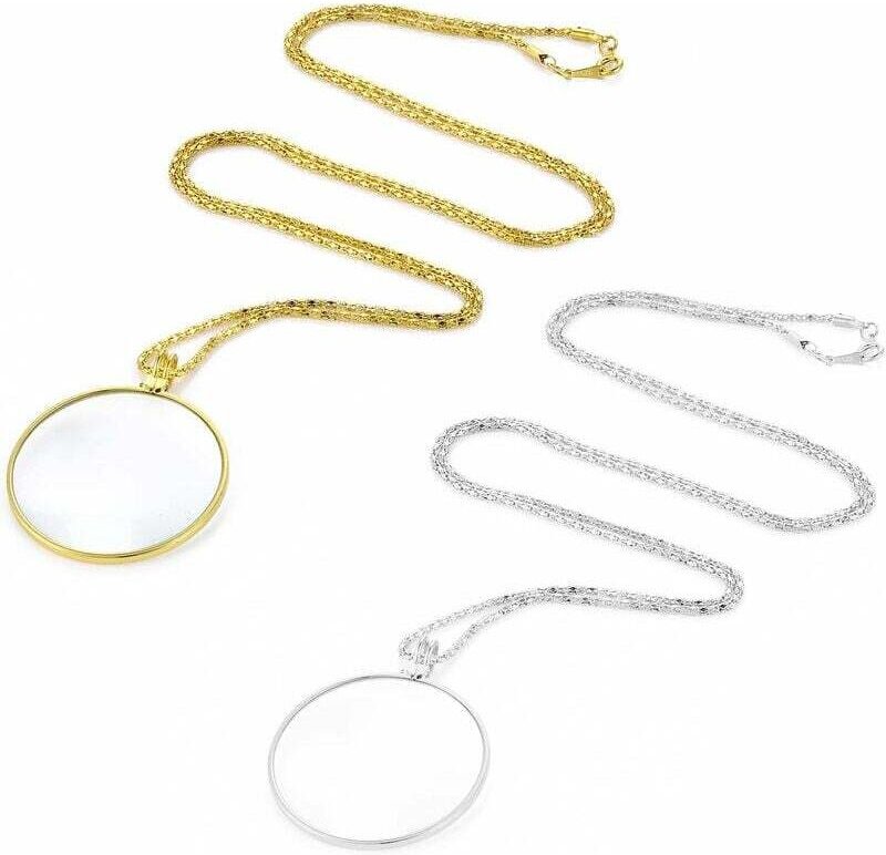 Stück 5-fache Monokel-Lupenbrille mit Halskettenanhänger aus Legierung zum Lesen von Büchern, Zeitungen, Cosplay-Zubehör