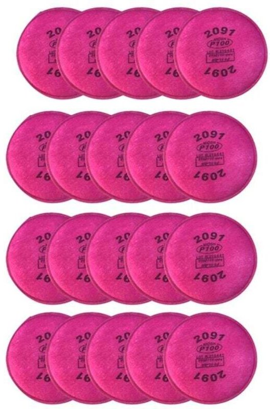 Packung mit 20 Partikelfiltern 2091 P100, kompatibel mit 2091, Ersatz für 6000, 6200, 6800, 7000, FF-4