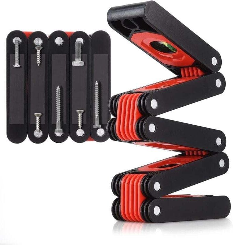 Faltbare, magnetische, multifunktionale, gut ablesbare Wasserwaage mit Libellenleiter, Winkelrohr, Mehrwinkelmessung, We...