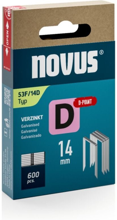 Novus - Steinel - Klammer d 53 f 14mm D-Spitze 600 Stück Schiebe-FS - 042-0793