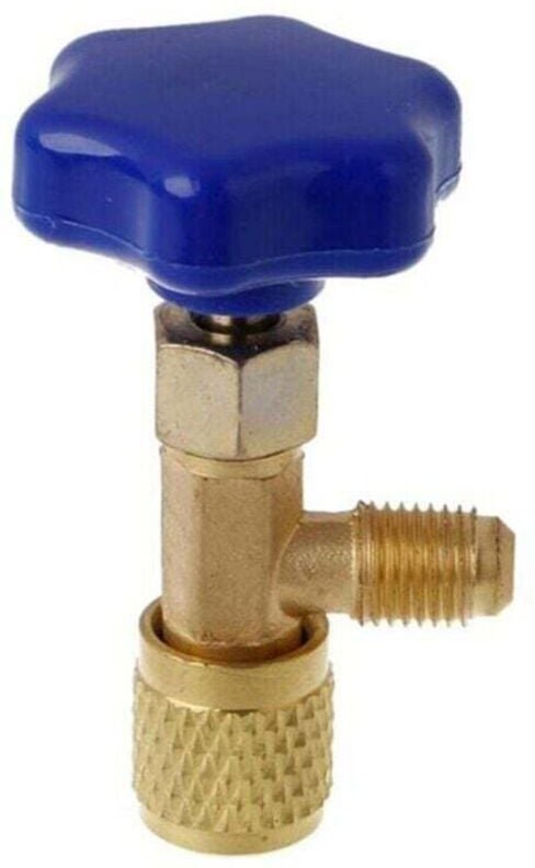 Apribottiglie con valvola SAE da 1/4" per gas R22, R134a, R410a, a bassa pressione, per erogazione automatica di refrige...