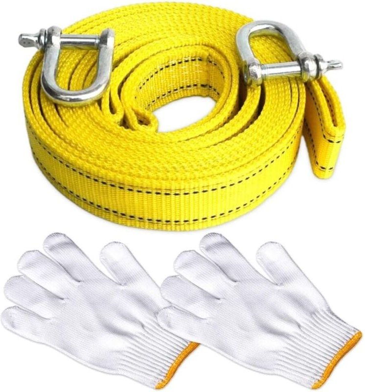 Auto-Abschleppseil 5 m, 5 Tonnen (11.000 Pfund), hochfester Abschleppgurt mit 2 Sicherheitshaken und Handschuh, Auto-Abs...