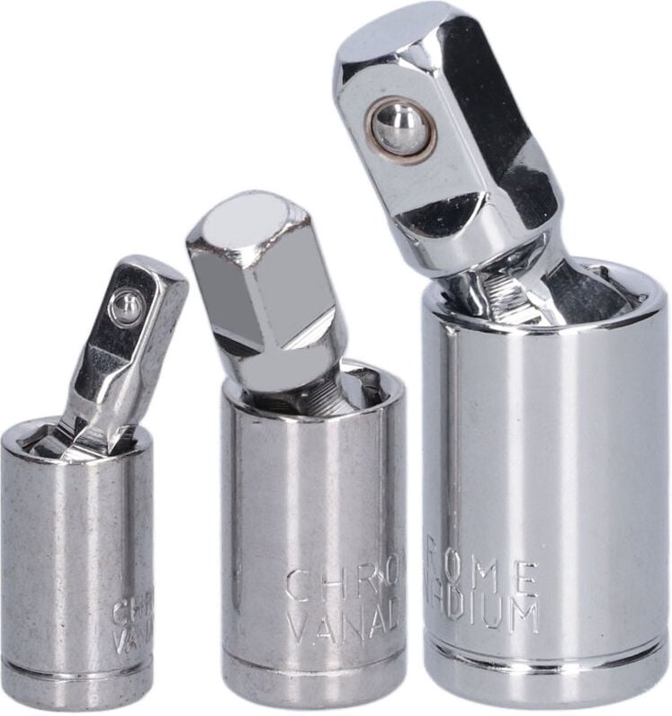 Satz mit 3 Gelenksteckschlüsseln 1/2, 3/8, 1/4 Zoll aus Chrom-Vanadium-Stahl für Ratschenschlüssel