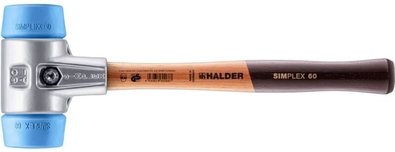 SIMPLEX-Schonhammer, TPE-soft mit Aluminiumgehäuse und hochwertigem Holzstiel D=60 mm 3101.060