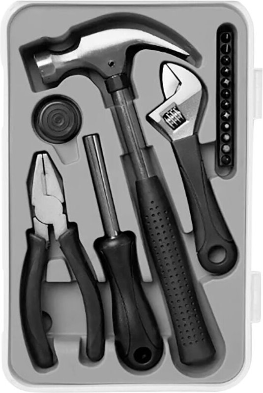 Basic-Werkzeugset, 17-teilig Weiß/Grau/Schwarz 7house