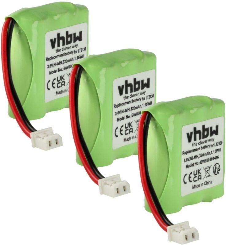 Vhbw - 3x Akku kompatibel mit mbo Dialon F10 schnurlos Festnetz Telefon (320mAh, 3,6V, NiMH)