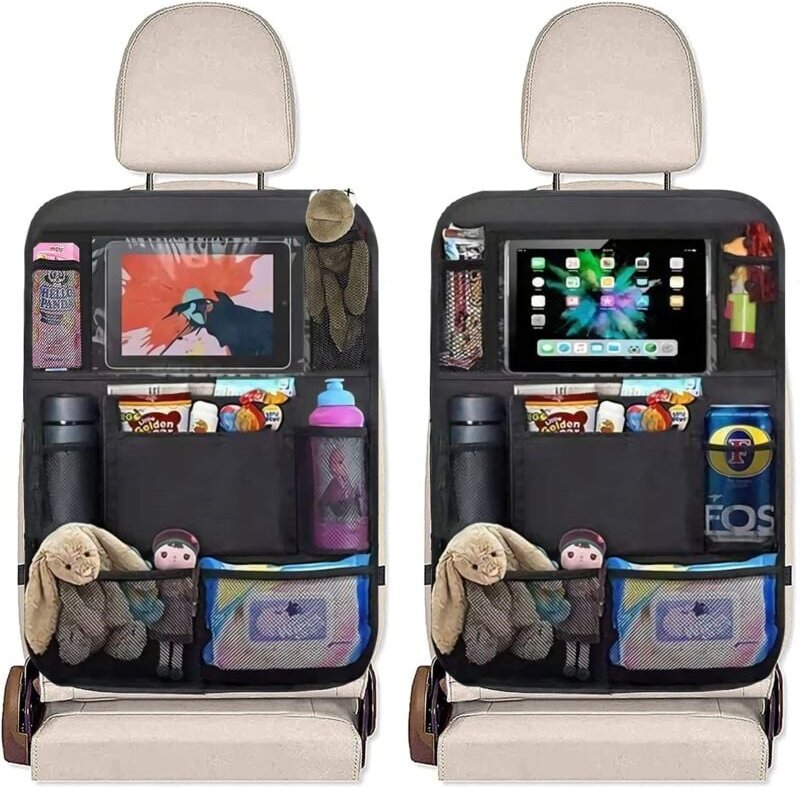 Auto-Organizer, 2 Stück, Kinder-Auto-Organizer mit 9 Taschen, Auto-Organizer mit 10 Zoll transparenter Tablet-Tasche, Si...